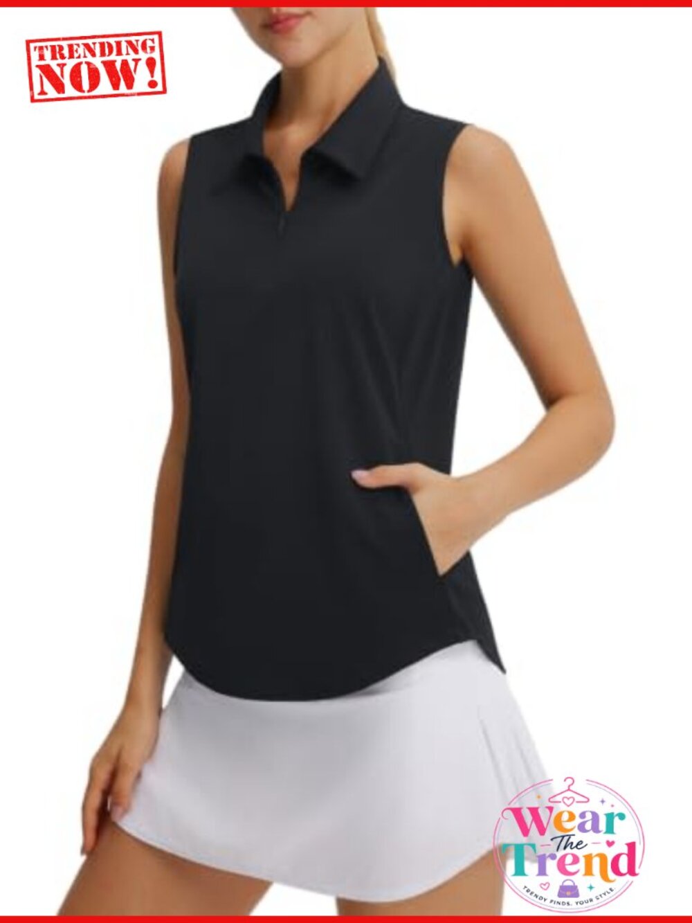 Women's Sleeveless Golf Polo V-Neck Top UPF50+ Quick Dry